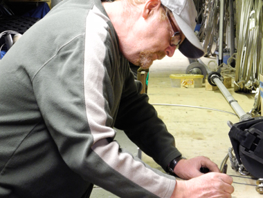 R. Larkman - Fred working in the rigging shed